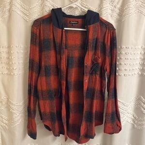NWOT Flags & Anthem Hooded Flannel - Medium